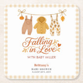 恋に落ちる秋の赤ちゃんシャワー スクエアペーパーコースター (正面)