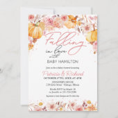恋に落ちる秋の赤ちゃんシャワー 招待状 (正面)