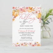 恋に落ちる秋の赤ちゃんシャワー 招待状 (スタンド正面)