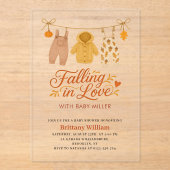 恋に落ちる秋の赤ちゃん服ベビーシャワー アクリル招待状 (正面)