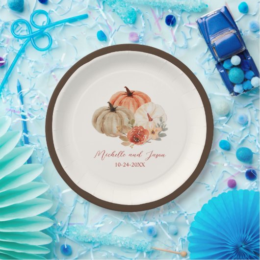 恋に落ちる秋エレガントのカボチャの花 ペーパープレート (パーティー)