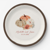 恋に落ちる秋エレガントのカボチャの花 ペーパープレート (正面)