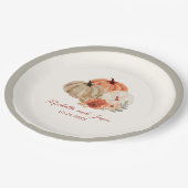 恋に落ちる秋エレガントのカボチャの花 ペーパープレート (アングル)