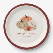 恋に落ちる秋エレガントのカボチャの花 ペーパープレート (正面)