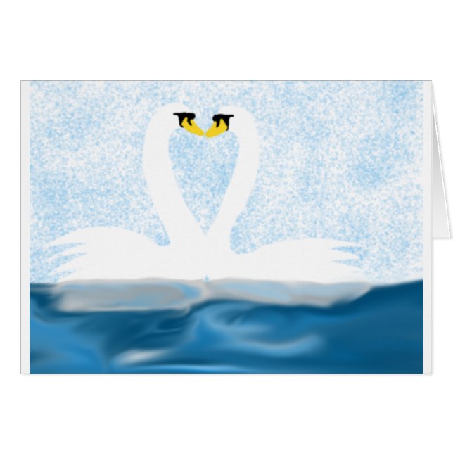 恋に落ちる繊細な白鳥(ハート形)アートギフト (正面横)