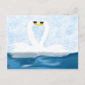 恋に落ちる繊細な白鳥(ハート形)アートギフト ポストカード (正面)