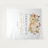 恋に落ちる背景、ハロウィンのかぼちゃの結婚前お茶会 タペストリー (正面(横))