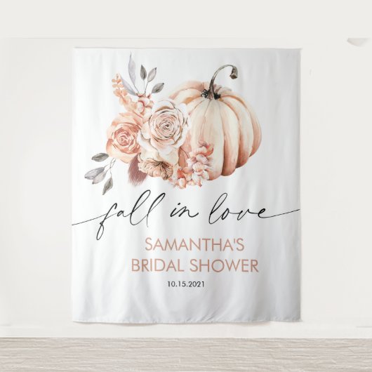 恋に落ちる背景、ハロウィンカボチャのプリンセスシャワー タペストリー (正面)