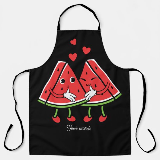 恋に落ちる自分のスイカカップルを作成 エプロン (正面)