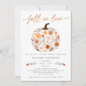恋に落ちる花のポンプキン ブライダルシャワー 招待状 (正面)