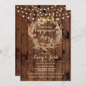 恋に落ちる花輪エンゲージメントパーティー木製招待状 招待状 (正面/裏面)