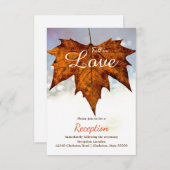 恋に落ちる葉の写真 - 受付案内 招待状 (正面/裏面)