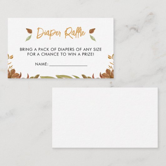 恋に落ちる赤ちゃんシャワーおむつラッフル 名刺 (正面/裏面)