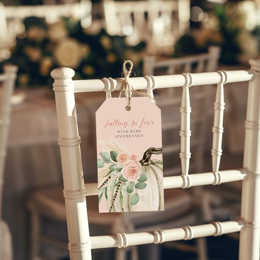 恋に落ちる赤ちゃんシャワーカボチャフローラピンク ギフトタグ