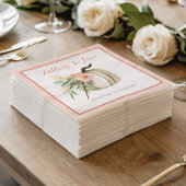 恋に落ちる赤ちゃんシャワーカボチャフローラピンク スタンダードランチョンナプキン