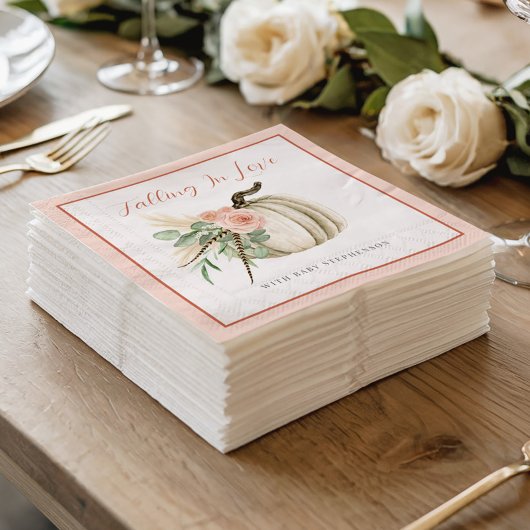 恋に落ちる赤ちゃんシャワーカボチャフローラピンク スタンダードランチョンナプキン