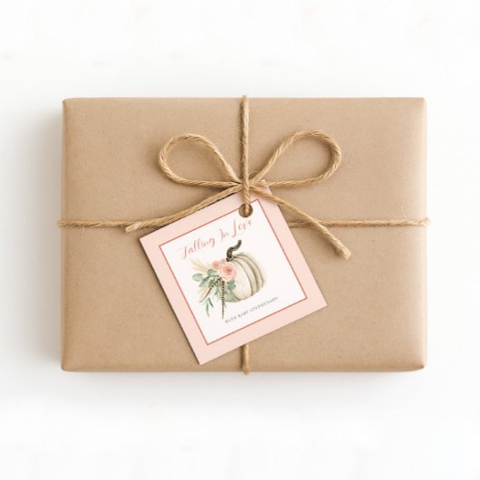 恋に落ちる赤ちゃんシャワーカボチャフローラピンク フェイバータグ