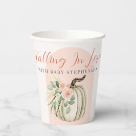 恋に落ちる赤ちゃんシャワーピンクのアーチカボチャ 紙コップ