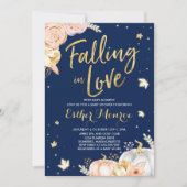 恋に落ちる赤ちゃんシャワー招待状ピンク金ゴールド 招待状 (正面)