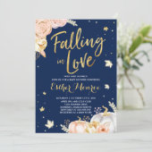 恋に落ちる赤ちゃんシャワー招待状ピンク金ゴールド 招待状 (スタンド正面)