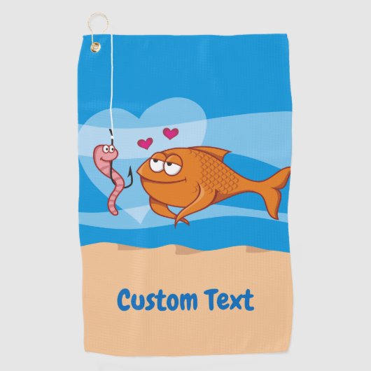 恋に落ちる魚と餌 ゴルフタオル (正面)