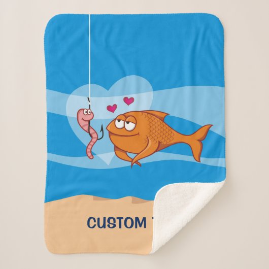 恋に落ちる魚と餌 シェルパブランケット (正面)