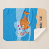 恋に落ちる魚と餌 シェルパブランケット (正面(横))