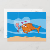 恋に落ちる魚と餌 ポストカード (正面/裏面)