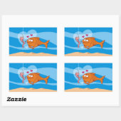 恋に落ちる魚と餌 長方形シール (シート)