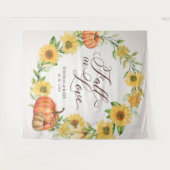 恋に落ちる ひまわりとパンプキン 結婚バナー タペストリー (正面(横))