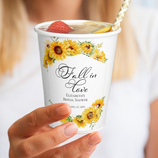 恋に落ちる ひまわり 秋のブライダルシャワー 紙コップ