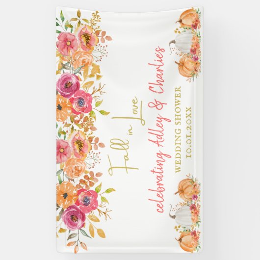 恋に落ちる ウェディングまたはシャワー ウェルカムバナー 横断幕 (縦)