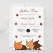 恋に落ちる エレガント ロマンティック リーフ フォール ウェディング 招待状 (正面)