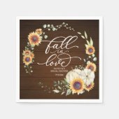 恋に落ちる グリーンネリー ひまわり ブライダルシャワー スタンダードカクテルナプキン (正面)