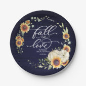 恋に落ちる グリーンネリー ひまわり ブライダルシャワー ペーパープレート (正面)