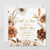 恋に落ちる ゴールド フォイル ボヘミアンフラワーブライダルシャワー 招待状 (正面)