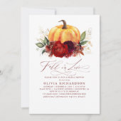 恋に落ちる バーガンディーレッド ブライダルシャワーの招待状 招待状 (正面)