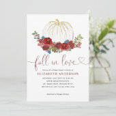 恋に落ちる バーガンディ フラワーパンプキン ブライダルシャワー 招待状 (スタンド正面)