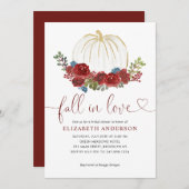 恋に落ちる バーガンディ フラワーパンプキン ブライダルシャワー 招待状 (正面/裏面)