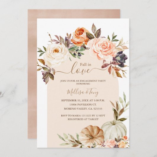 恋に落ちる バーンオレンジ色の かぼちゃ 恋に落ちる 招待状 (正面/裏面)