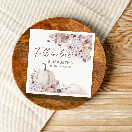 恋に落ちる パステルカラーの葉っぱ かぼちゃのウェディングシャワー スタンダードカクテルナプキン