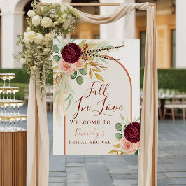 恋に落ちる パンパス フローラル ブライダル シャワー ウェルカム ポスター