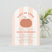 恋に落ちる パンプキン ピンク ストライプ ブライダル シャワー 招待状 (スタンド正面)