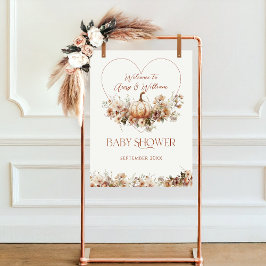 恋に落ちる パンプキン ワイルドフラワー ハート ベビーシャワー ポスター