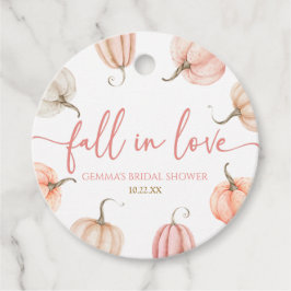恋に落ちる ピンクのカボチャのブライダルシャワー フェイバータグ