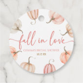 恋に落ちる ピンクのパンプキン ブライダルシャワー フェイバータグ (裏面)