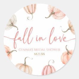 恋に落ちる ピンクのパンプキン ブライダルシャワー ラウンドシール