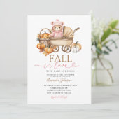 恋に落ちる ピンクの女の子 ギンガムベア 赤ちゃんのお披露目 招待状 (スタンド正面)