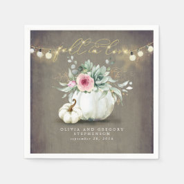 恋に落ちる ピンクの花のカボチャ エレガントなラスティック スタンダードカクテルナプキン