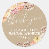恋に落ちる フローラル ブライダル シャワー ラウンドシール (正面)